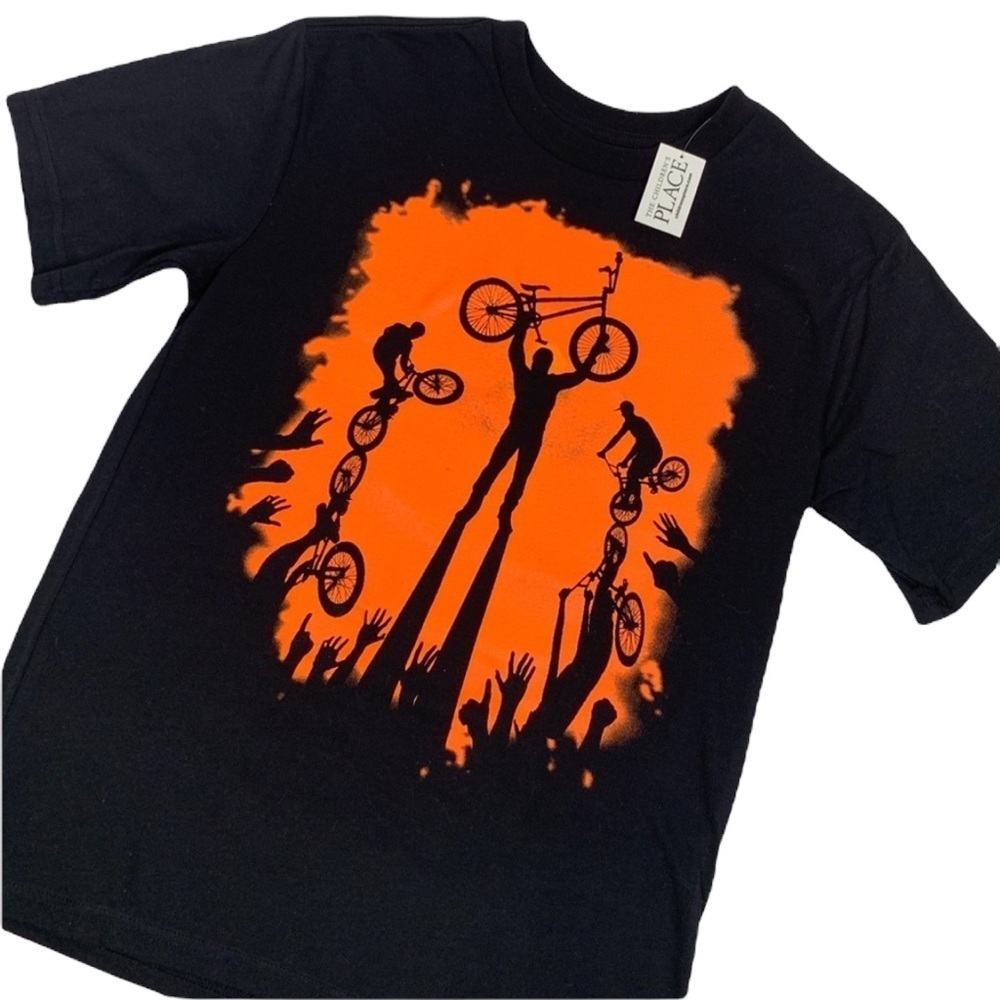 Children’s Place Black & Orange Graphic Tee Shirt Size Large NWT MSRP $18